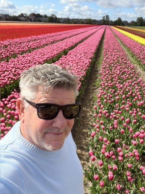 Mike, your private guide, in a field of tulips